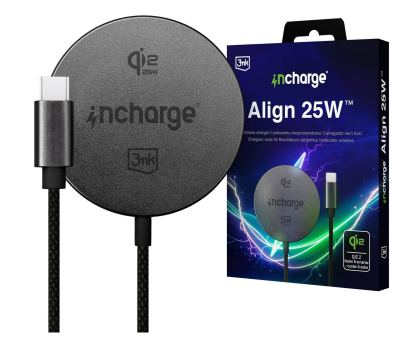 Ładowarka i akumulator 3mk incharge Align Qi2.,2 25W for Android Black
